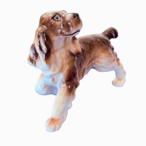 Vintage Spaniel Dog Figurine Standing‎ at Point Brown Tan Ceramic Glossy 3 inch